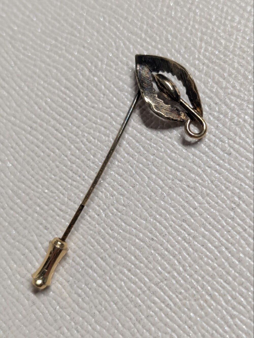 Leaf Motif Stick Pin in Gold Tone Sterling Bond Boyd Gold Vermeil Tie Pin Leaf